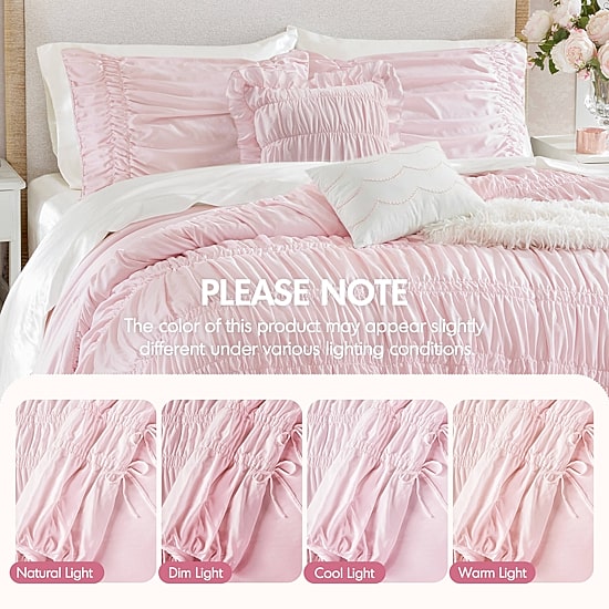 Intelligent Design Amelie Ruched Bow Tie Easy Care Comforter Set