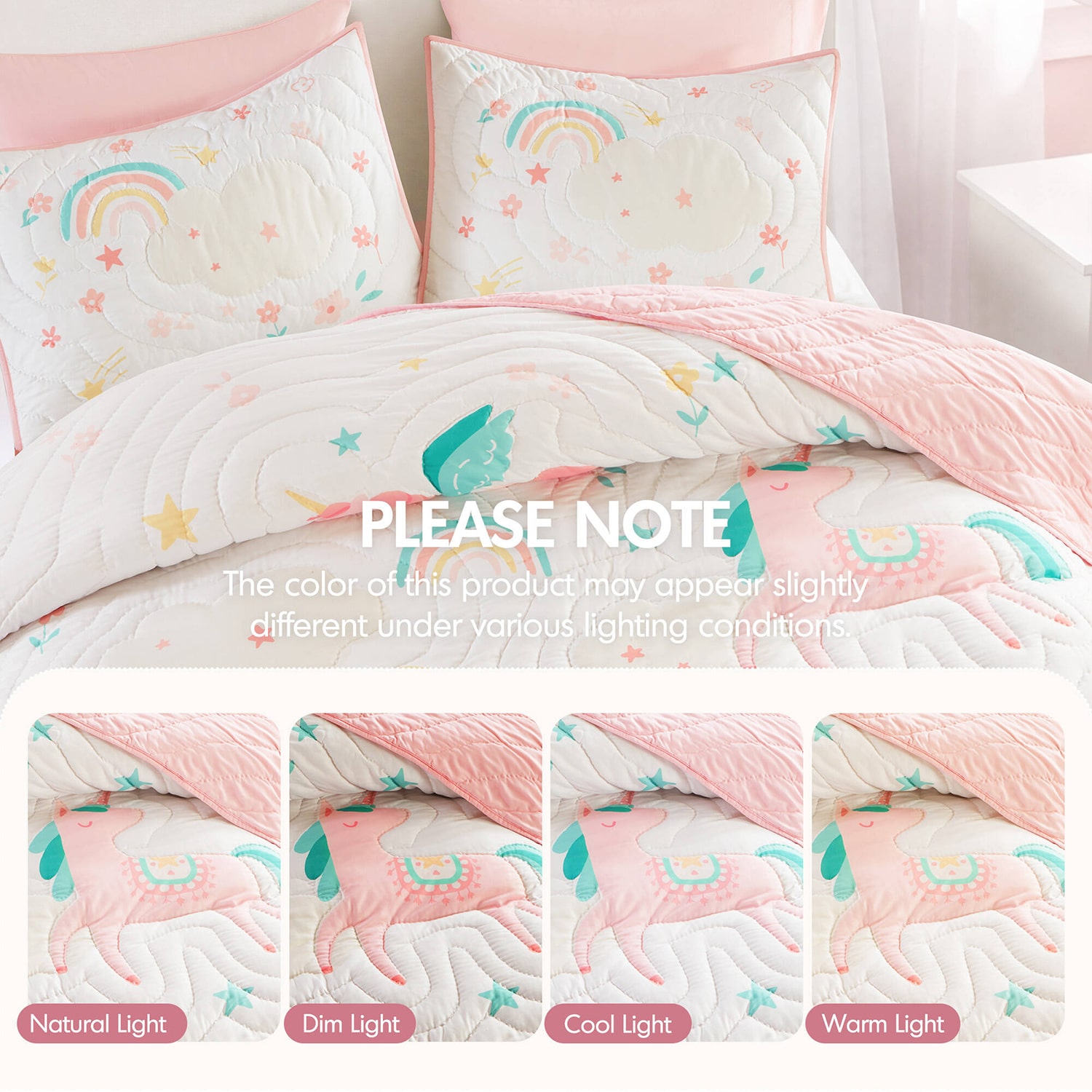 Intelligent Design Kayla Unicorn Applique Hand Quilting Quilt Set