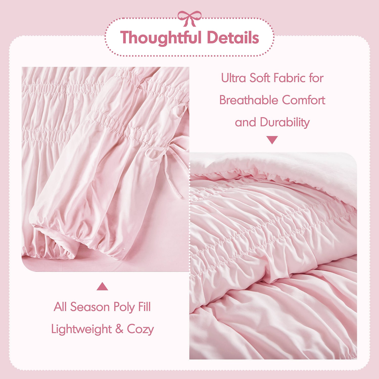 Intelligent Design Amelie Ruched Bow Tie Easy Care Comforter Set