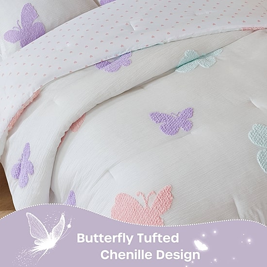 Intelligent Design Sunny Butterfly Tufted Comforter Set with Throw Pillow