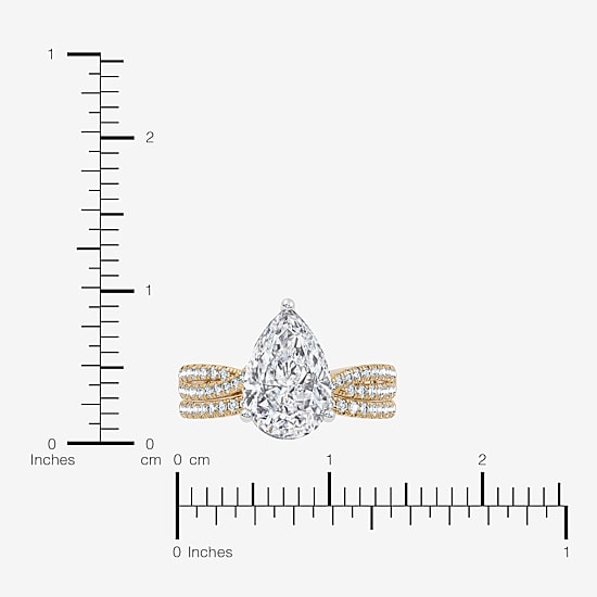 (F-G/ Vs2-Si1) Womens 4 1/2 CT. T.W. Lab Grown White Diamond 10K Gold Pear Side Stone Bridal Set