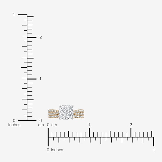 (F-G/ Vs2-Si1) Womens 2 1/2 CT. T.W. Lab Grown White Diamond 10K Gold Cushion Side Stone Bridal Set