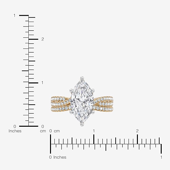 (F-G/ Vs2-Si1) Womens 2 1/2 CT. T.W. Lab Grown White Diamond 10K Gold Marquise Side Stone Bridal Set