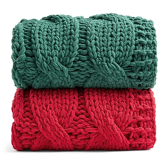 North Pole Trading Co. Chunky Cable Knit Chenille Throw