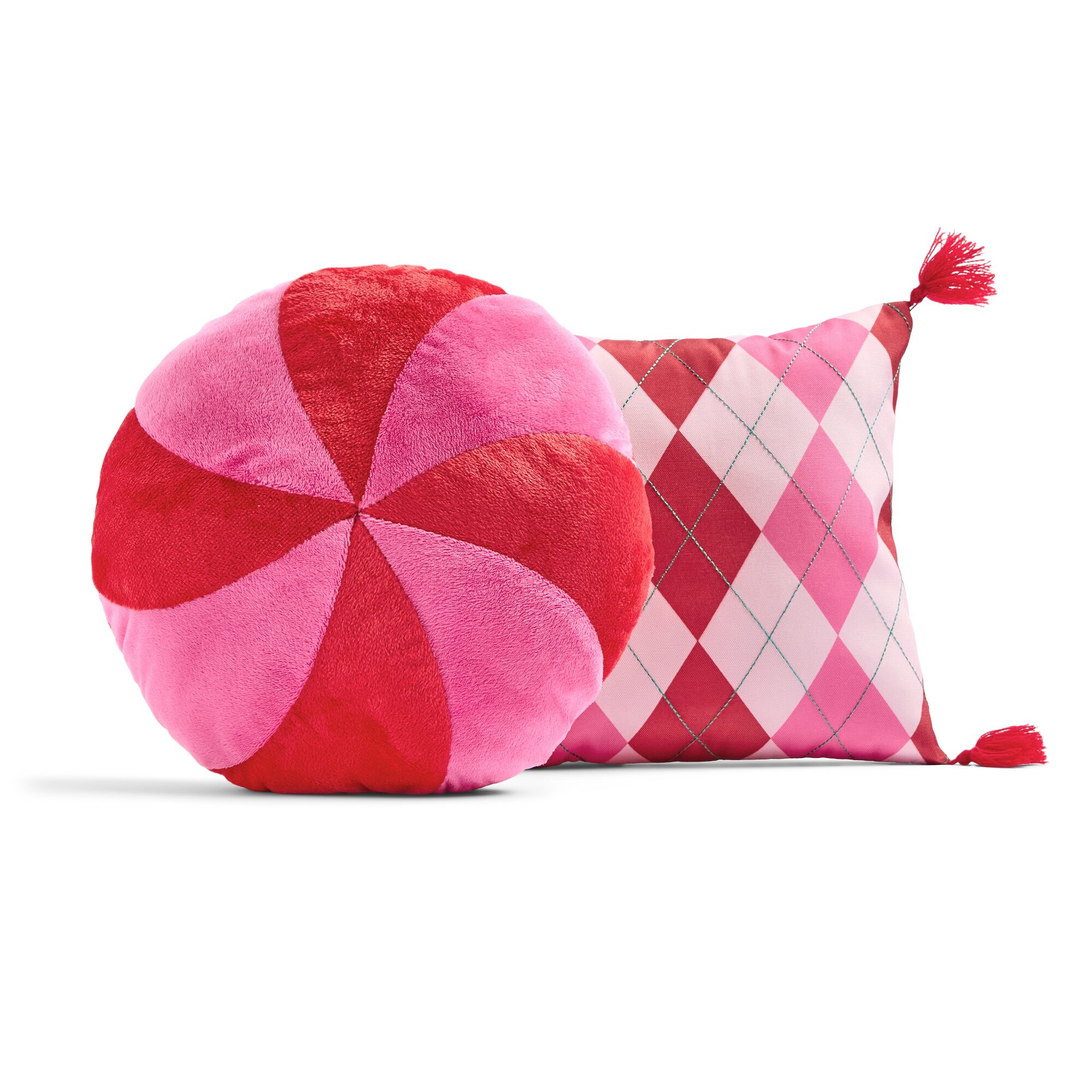 North Pole Trading Co. Holiday Mini Argyle, 2-pc. Round Square Throw Pillow