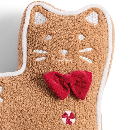 North Pole Trading Co. Gingerbread Cat Holiday Figural Throw Pillow