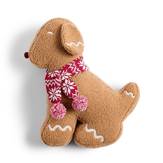 North Pole Trading Co. Gingerbread Dog Holiday Figural Throw Pillow