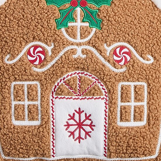 North Pole Trading Co. Gingerbread House Holiday Figural Throw Pillow