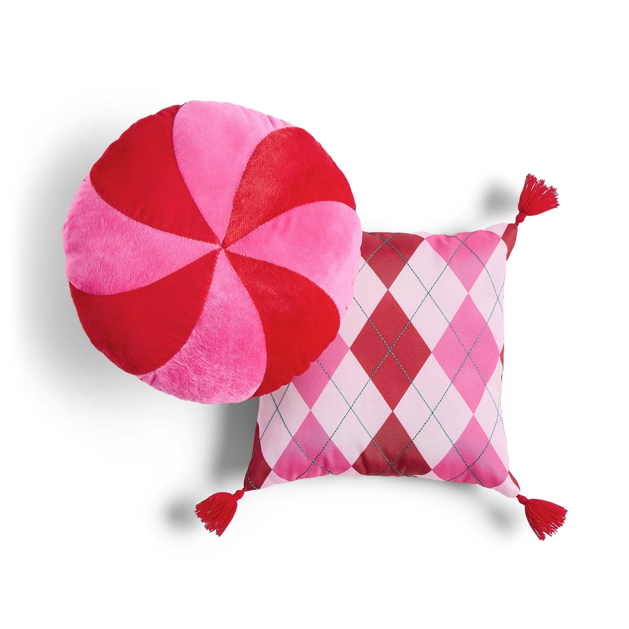 North Pole Trading Co. Holiday Mini Argyle, 2-pc. Round Square Throw Pillow