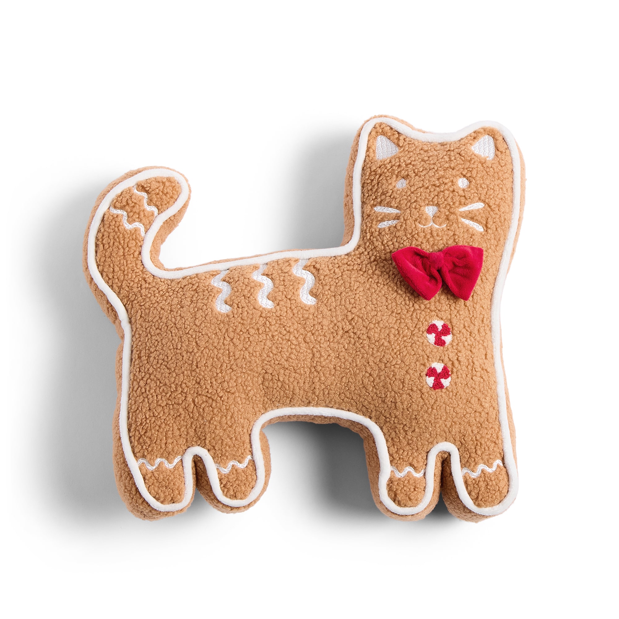 North Pole Trading Co. Gingerbread Cat Holiday Figural Throw Pillow
