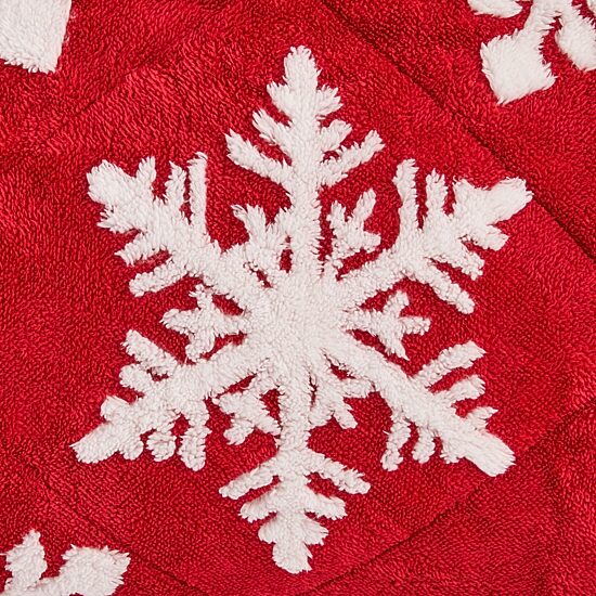 North Pole Trading Co. Mink Sherpa Red Snowflake Throw