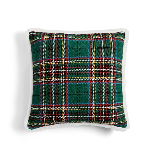 North Pole Trading Co. Boucle Chenille Plaid Square Throw Pillow