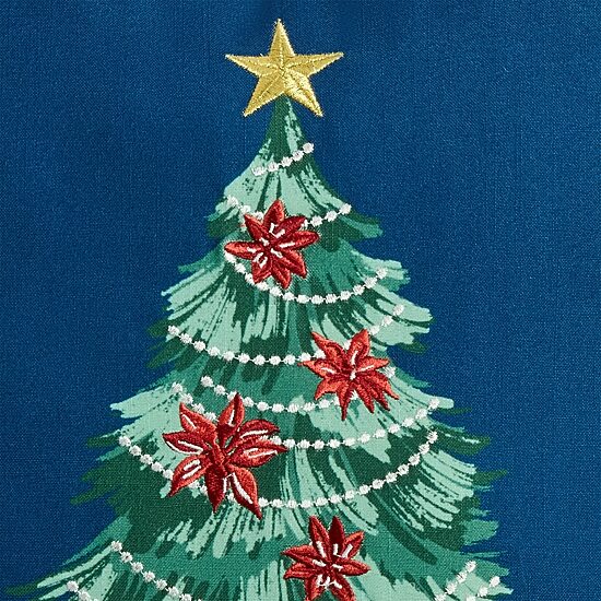 North Pole Trading Co. Christmas Tree Navy Holiday Square Throw Pillow