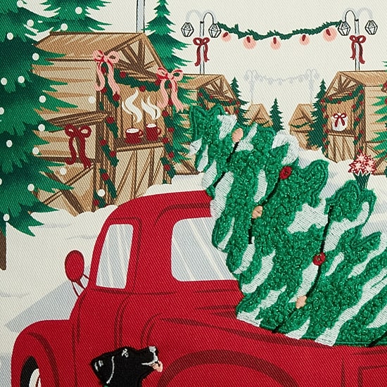 North Pole Trading Co. Truck Dog Holiday Square Throw Pillow
