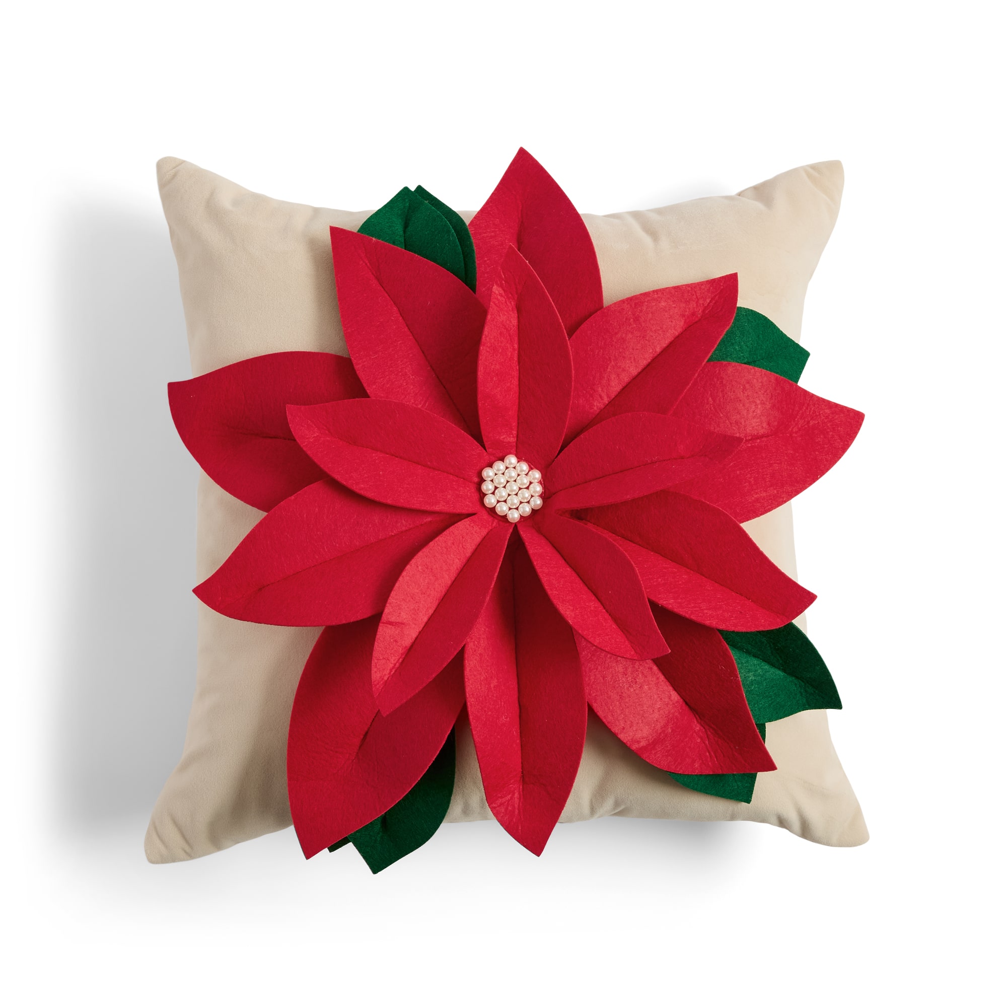 North Pole Trading Co. Poinsetta Holiday Square Throw Pillow