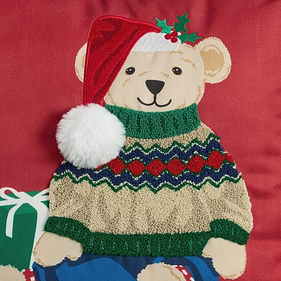 North Pole Trading Co. Teddy Bear Holiday Square Throw Pillow