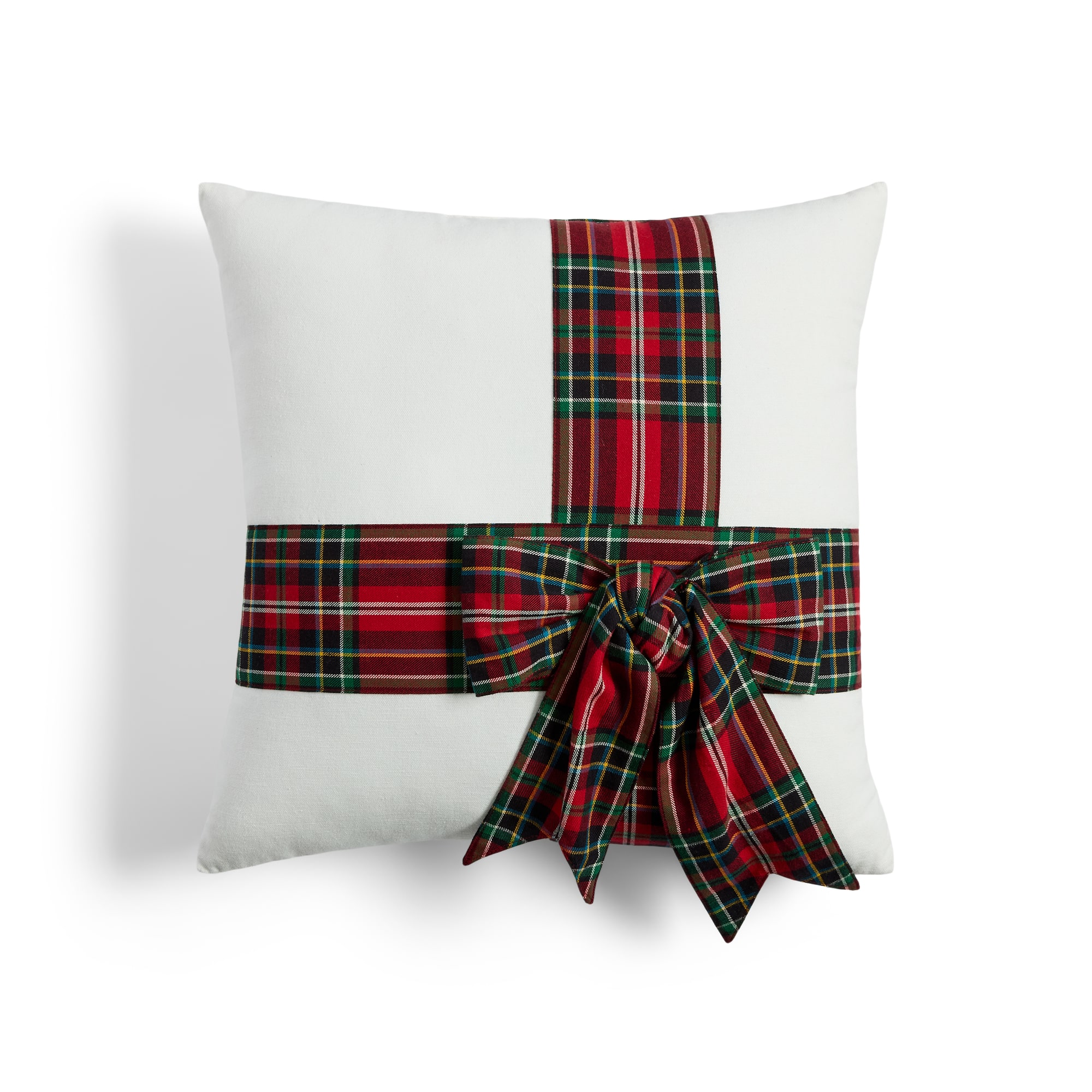 North Pole Trading Co. Plaid Bow Holiday Square Throw Pillow