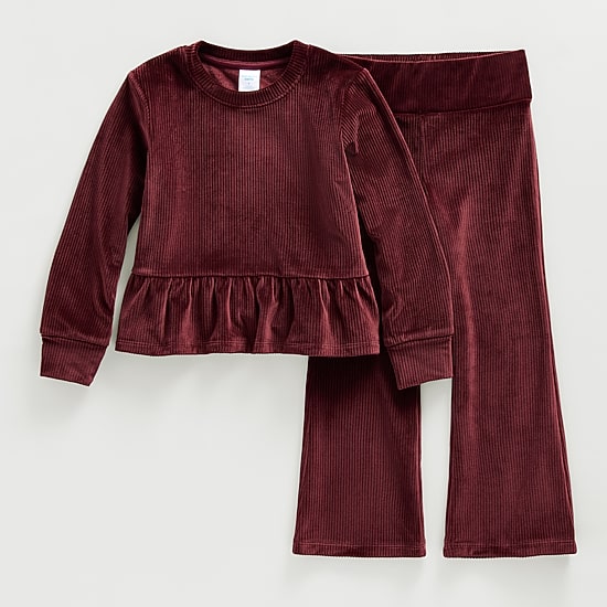 Thereabouts Little & Big Kid Girls Velour 2-pc. Pant Set