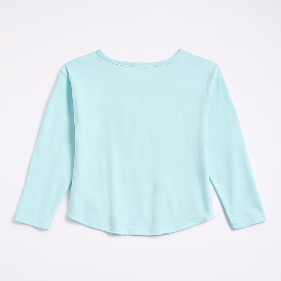 Okie Dokie Toddler & Little Girls Round Neck Long Sleeve Classic Fit Graphic T-Shirt