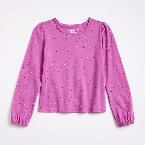 Thereabouts Kids' Little Girls Round Neck Long Sleeve T-shirt In Pink