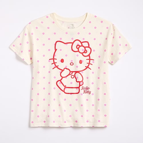 His International Kids' Girls Crew Neck Short Sleeve Regular Fit Hello Kitty Graphic T-shirt In Beige