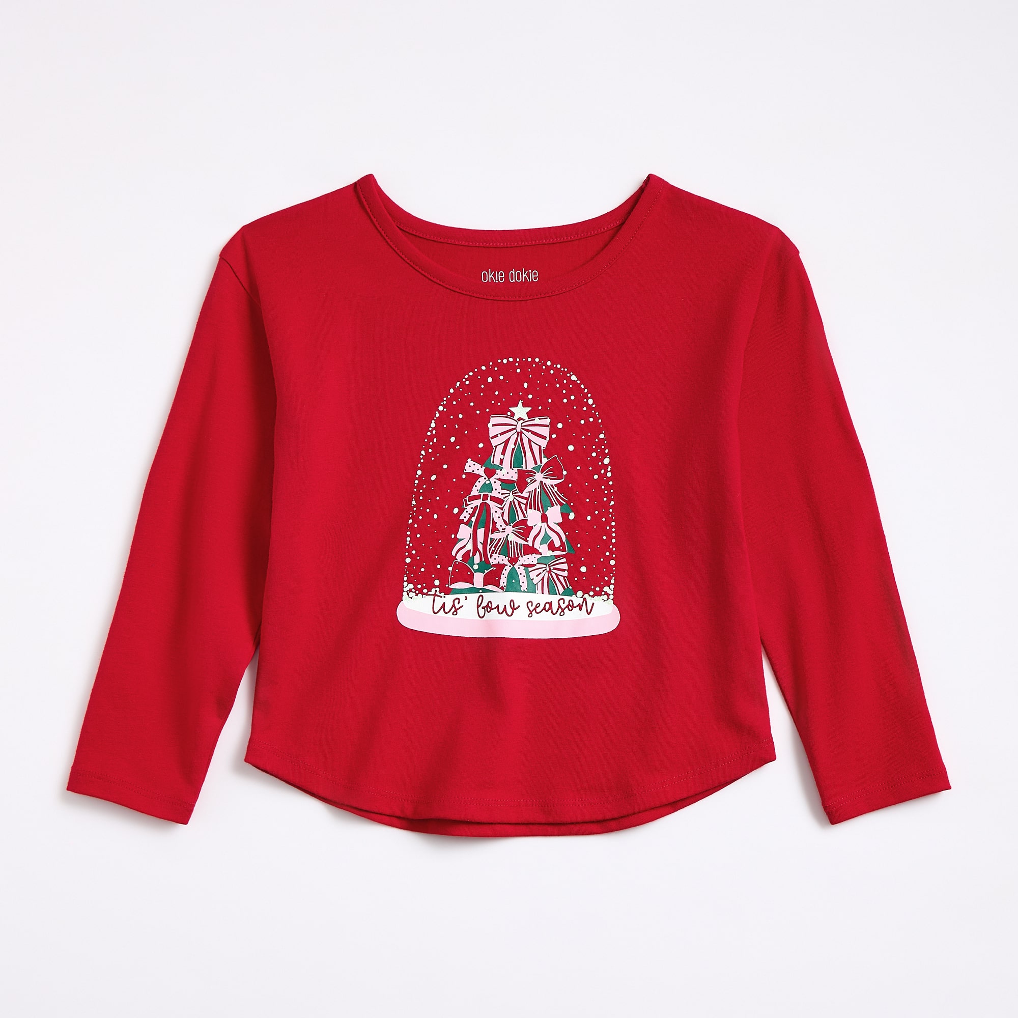 Okie Dokie Toddler & Little Girls Round Neck Long Sleeve Classic Fit Graphic T-Shirt