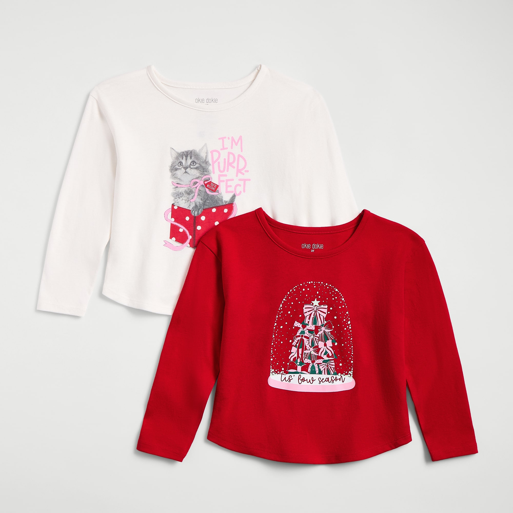 Okie Dokie Toddler & Little Girls Round Neck Long Sleeve Classic Fit 2-pc. Graphic T-Shirt