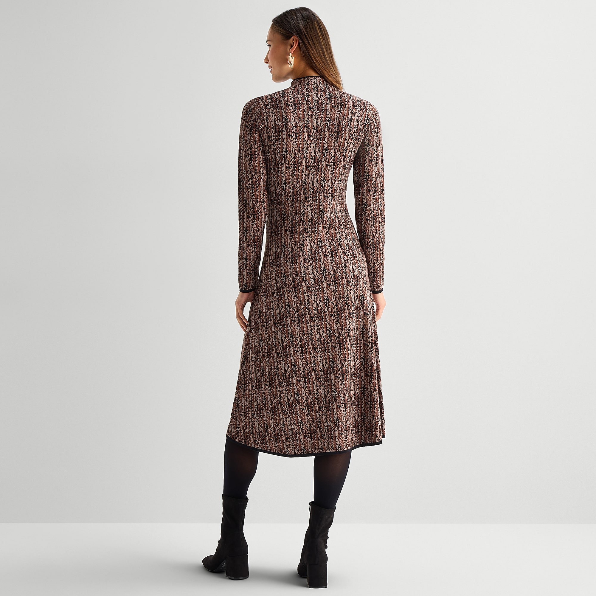 Danny & Nicole Womens Long Sleeve Abstract Midi Sweater Dress