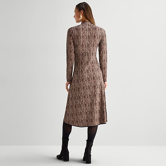 Danny & Nicole Womens Long Sleeve Abstract Midi Sweater Dress