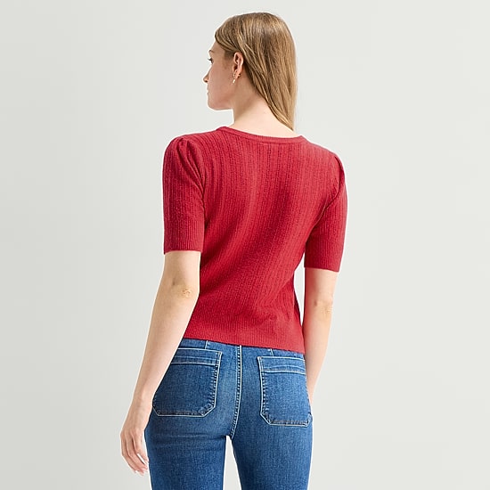 A.N.A Womens Crew Neck Short Sleeve Pullover Sweater