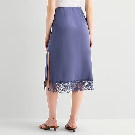 A.N.A Lace Trim Womens Midi A-Line Skirt