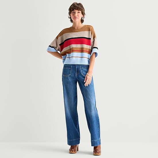 A.N.A Womens Crew Neck Short Sleeve Pullover Sweater
