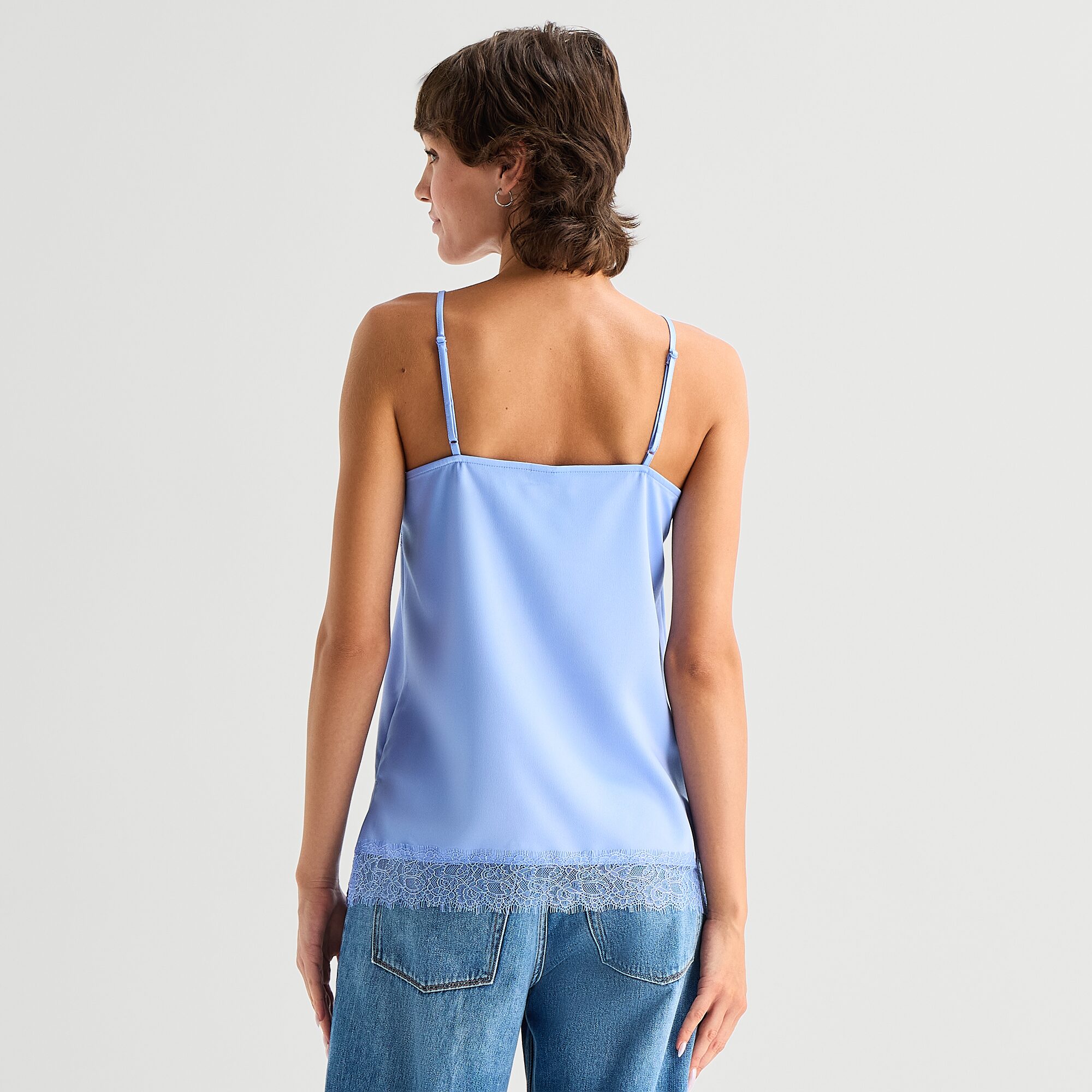 A.N.A Womens Square Neck Sleeveless Lace Trim Camisole