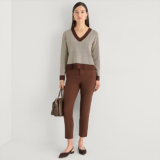 Worthington Womens V Neck Long Sleeve Pullover Sweater