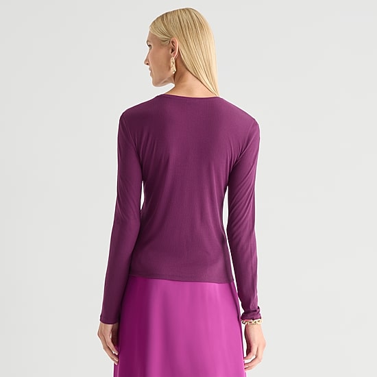 Worthington Womens Crew Neck Long Sleeve T-Shirt