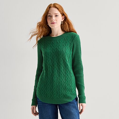 St. John's Bay Tall Womens Crew Neck Long Sleeve Pullover Sweater In Green