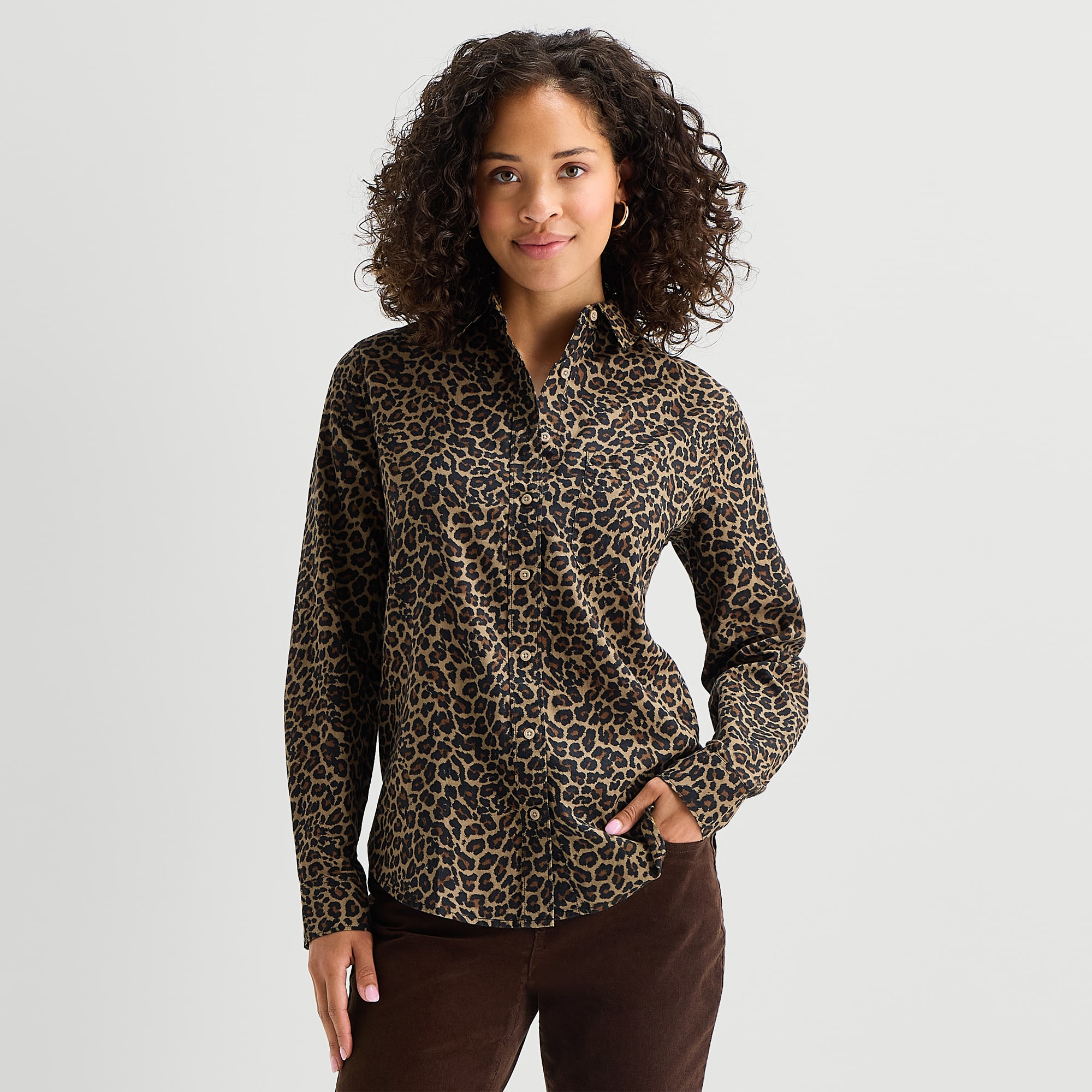 St. John's Bay Womens Tall Long Sleeve Regular Fit Button-Down Shirt
