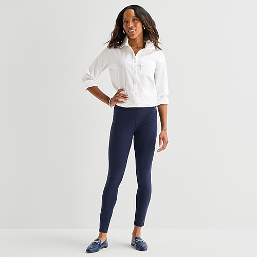 St. John's Bay Womens Skinny Active Pull-on Pant In Blue