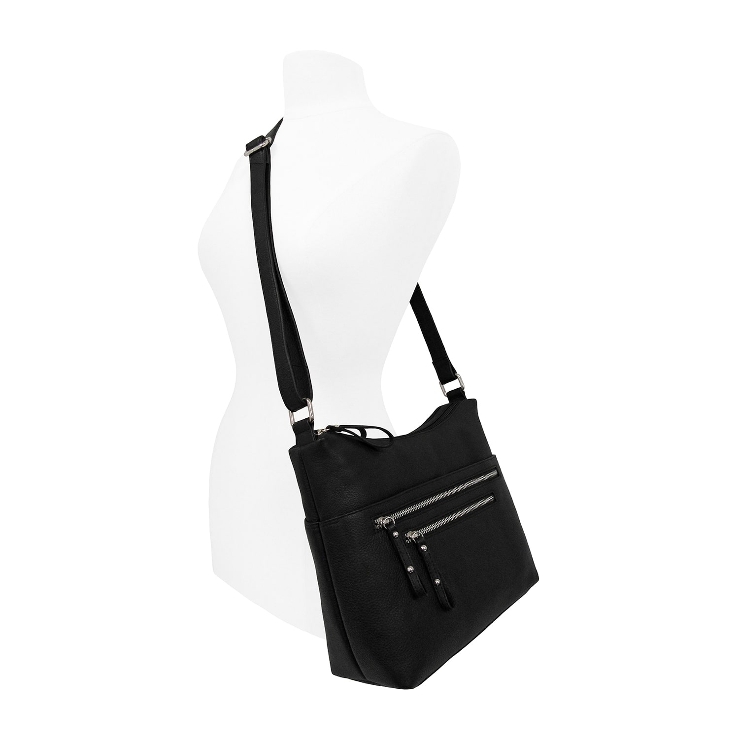 Bueno of California Great American Leather Dbl Zip Crossbody Bag