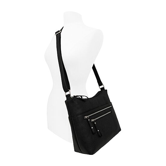 Bueno of California Great American Leather Black Crossbody Bag