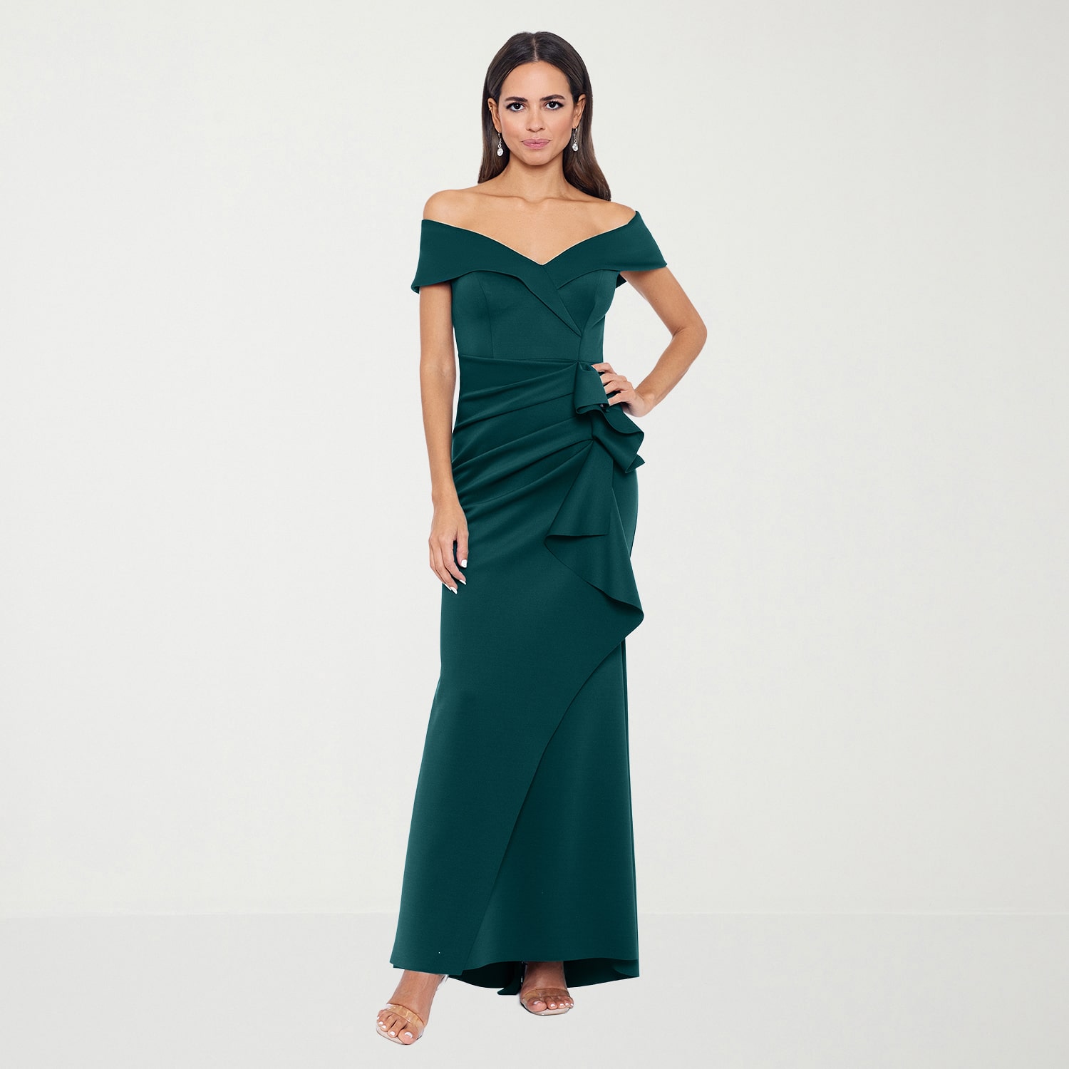 DJ Jaz Womens Sweetheart Neck Short Sleeve Off the Shoulder Evening Gown