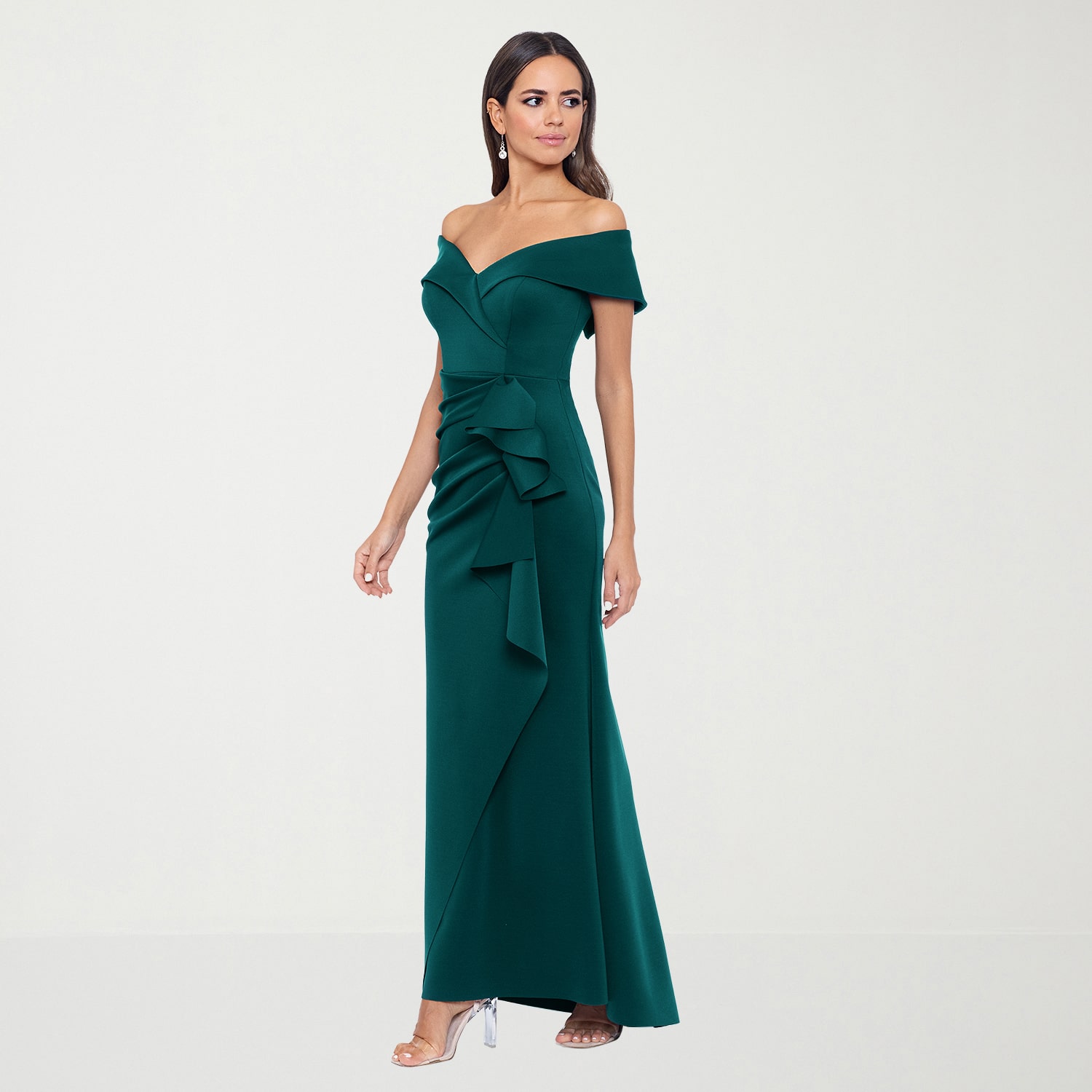 DJ Jaz Womens Sweetheart Neck Short Sleeve Off the Shoulder Evening Gown