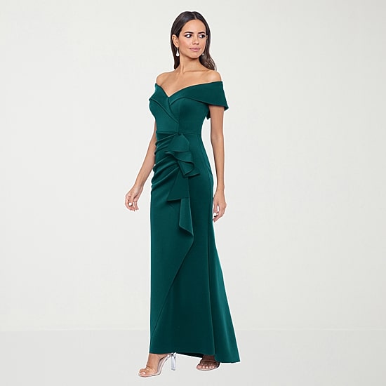 DJ Jaz Womens Sweetheart Neck Short Sleeve Off the Shoulder Evening Gown