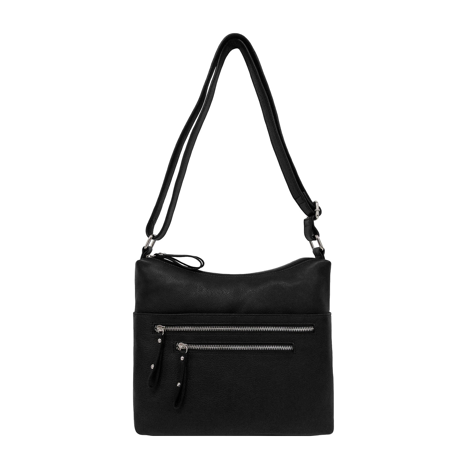 Bueno of California Great American Leather Dbl Zip Crossbody Bag
