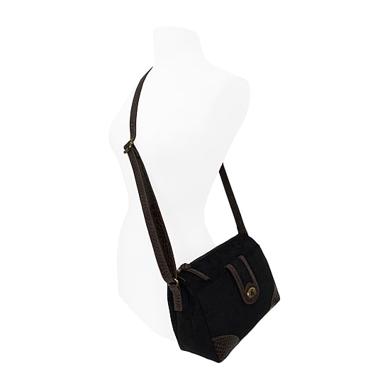 Bueno of California Faux Suede With Croc Turn Lock Medium Crossbody Bag