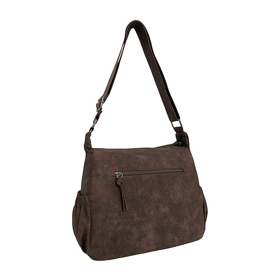 Bueno of California Walnut Distress Pebble Wash Large Crossbody Bag