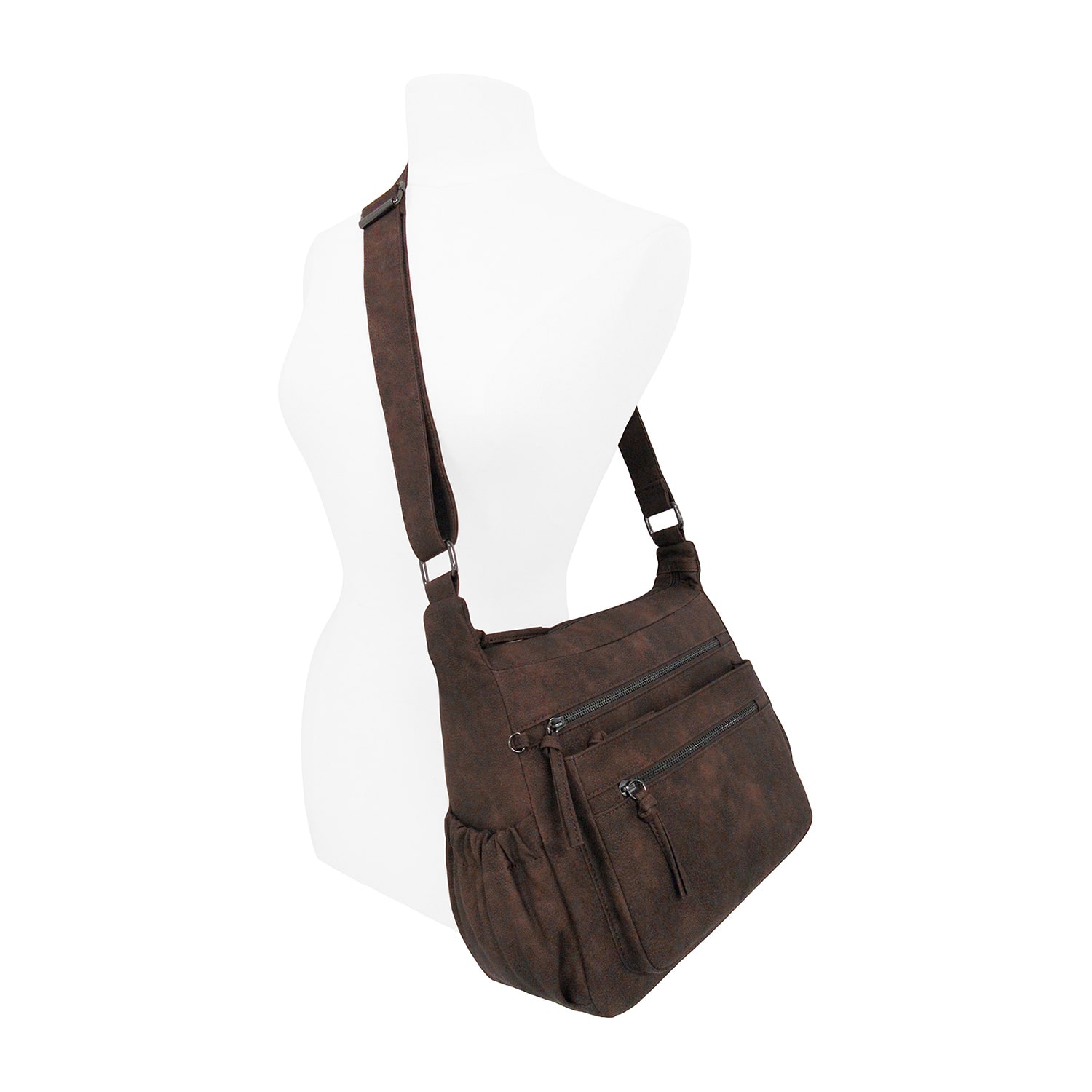 Bueno of California Distress Pebble Wash Large Crossbody Bag