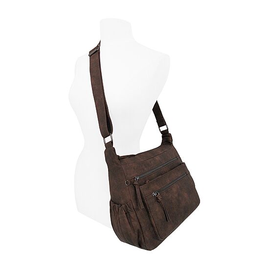 Bueno of California Walnut Distress Pebble Wash Large Crossbody Bag