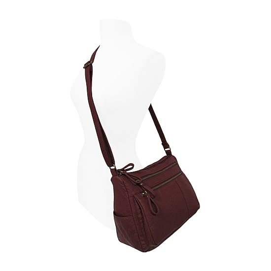 Bueno of California Elephant Washed Double Zip Medium Crossbody Bag
