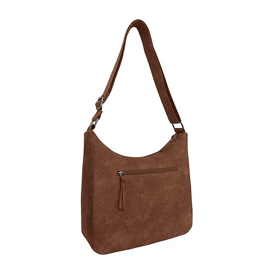 Bueno of California Cognac Distress Pebble Washed Zip Front Crossbody Bag